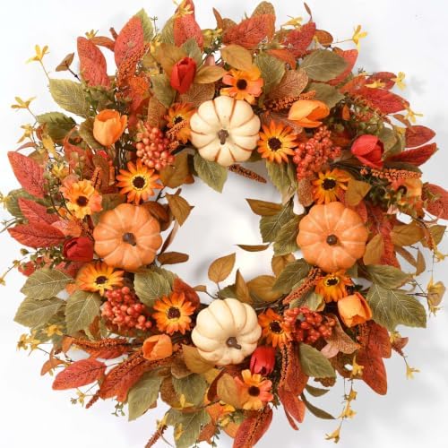 Waipfaru 26" Fall Wreaths for Front Door Outside, Fall Decorations for Home - Image 6
