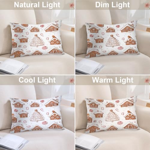 Batmerry Christmas Baking Pattern Pillowcases, Gingerbread Houses Tree Candy Cane Decorative Bed Pillow Cover with Hidden Zipper Soft Blended for Hair and Skin 20X26 in - Image 6