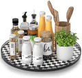 AMH18-Inch Black and White Checkerboard Lazy Susan Decorative Tray by AMH