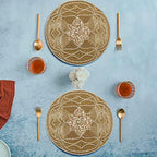 Handmade Beaded Placemat Charger, 13 Inch Round, Set of 2, Beautiful Decorative Dining Table Placemat for Your Dinner Table Décor - Gold Multi - Image 7