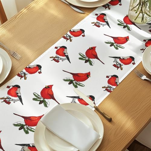 Christmas Table Runners | Red Cardinals Table Runner | Winter Decorations for Home | Festive Holiday Table Decor | Kitchen Dining Table Runner | Made in The USA | 14" x 72" Long - Image 6