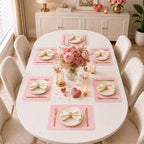 Maxpearl Faux Leather Placemats Set of 6, Easy to Clean, Light Pink - Image 2