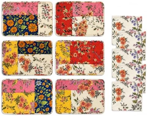 12-Piece Quilted Patchwork Placemats & Floral Napkins by ArtPineconeHome