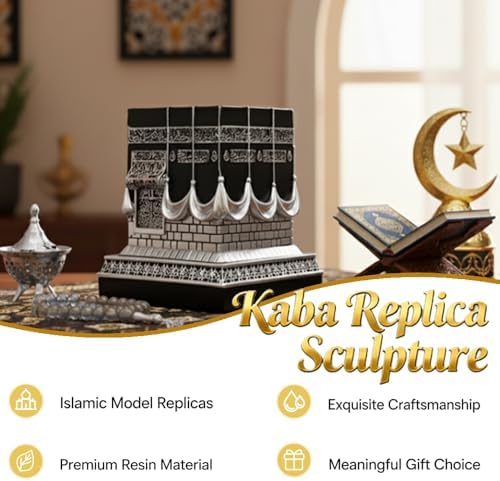 Resin Kaba Replica Decor - Sliver Black Islamic Prayer House Building Model - Image 5