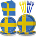 96 Pcs Sweden Flag Themed Party Decorations, Serves 24 by Greencian