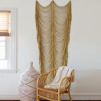 Macrame Curtain Handmade Khaki Boho Doorway window Curtain Room 41"W*75"L - Image 2