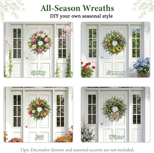26 Inch Boxwood Wreaths for Front Door,Faux Greenery Wreath - Image 4