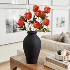 Ceramic Flower Vase Home Decor, 11 in Farmhouse Table Black Vases Rustic Vintage Living Room Kitchen Bedroom Decorations Pottery Decorative Vases for House Shelf Office Coffee Desk Dining Fireplace - Image 4