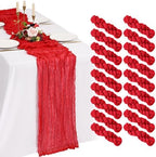 18 Pack Cheesecloth Table Runner 10FT Red Table Runner Boho Gauze Cheese Cloth Table Runners Long Rustic Sheer Table Decorations for Wedding Party Baby Bridal Shower Birthday Holiday Home by Showgeous