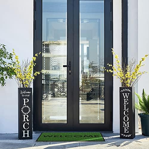 Glitzhome 30"H Wooden Rustic WELCOME Porch Sign, Boxed Double Sided Rustic Home Porch Sign for Front Porch Decor, Black - Image 3