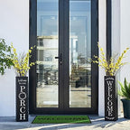 Glitzhome 2Pcs Wooden Welcome Porch Sign, Rustic Double Sided Box-shaped "WELCOME, PORCH" Porch Sign for Front Porch Decor, Black, 30"H - Image 3