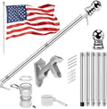 5 FT Flag Pole kit and American Flag 3x5ft with Pole Kit for Outside, Heavy Duty Flag Pole 5FT with 3x5ft American Flag, Stainless Steel Aluminum Multi-Position Flag Pole with Bracket Holder (silver) by Unknown