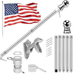 5 FT Flag Pole kit and American Flag 3x5ft with Pole Kit for Outside, Heavy Duty Flag Pole 5FT with 3x5ft American Flag, Stainless Steel Aluminum Multi-Position Flag Pole with Bracket Holder (silver) by Unknown