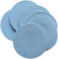 WAZAIGUR Round Placemats Set of 6 Thick Cotton Rope, 13inch, Light Blue by WAZAIGUR