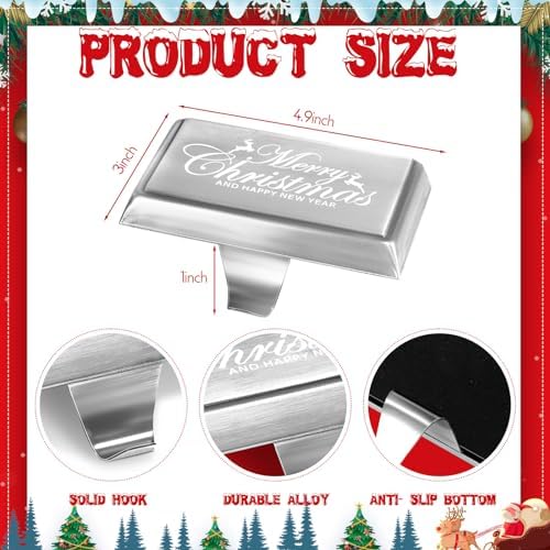 Yaocom 4 Pcs Christmas Stocking Holders Metal Fireplace Hooks,Silver - Image 2