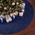 Skylety 48'' Christmas Tree Skirt Rug Embossing Xmas Tree Skirt, Navy by Skylety