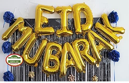 [6 Sets]16 Inch Gold Eid Mubarak Foil Balloons EID Balloon Party Decoration Ramadan Decoration EID Wall Decor Islamic Wall Decor Islamic Gifts 123 (6 Sets) - Image 2