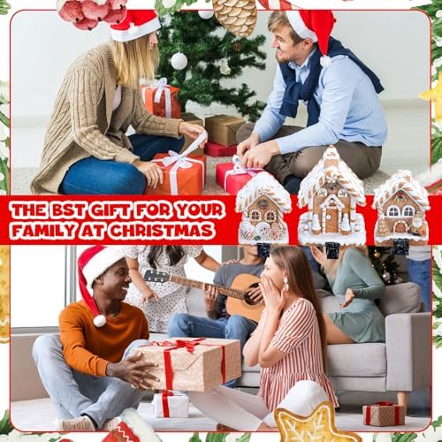 Riceshoot 3 Pcs Christmas Gingerbread House Stocking Holders,Warm Brown - Image 6