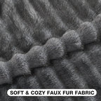 FUTEI Pack of 2 Faux Mink Fur Throw Pillow Covers 26x26 Inch, Dark Grey - Image 2