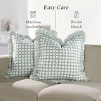 CPC Kelly Green Hand Block Print 100% Cotton Ruffle Throw Pillow Cover 20x20 inch with Hidden Zipper Decorative for Couch, Bed, Sofa, Farmhouse, Cottagecore Decor Gift Christmas Fall Thanksgiving - Image 6
