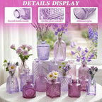 Set of 30 Purple Glass Bud Vases Small Textured Flower Vases - Image 4