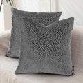 FIFU 22x22 Inch Throw Pillow Covers Set of 2, Jacquard Velvet, Dark Grey by FIFU