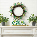 Glitzhome 20" St.Patrick's Shamrock Berry Wreath, Artificial Wreaths Garland for Holiday Front Door Wall Window Party Decor by Glitzhome