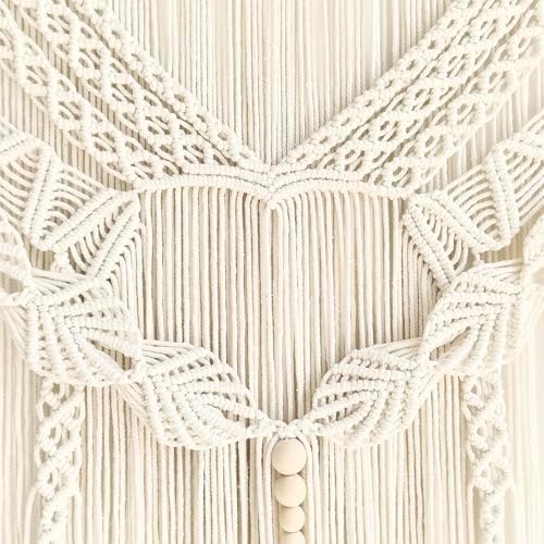 Achart Macrame Wall Hanging Large- Boho Wall Decor- large wall art- Wall Decor Living Room- Macrame Tapestry Boho Decor for Bedroom (Leaf &Wood Bead) - Image 3