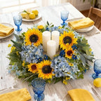 HipTree 24 Inch Spring Summer Wreath for Front Door,Hydrangeas Sunflowers - Image 6