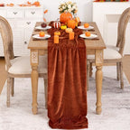 DeZerlor 3pcs Terracotta Fall Velvet Table Runner 20 x 120 Inch - Image 2