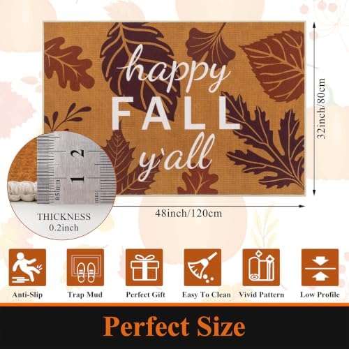 U'Artlines Fall Front Door Mat, 32"×48" Vintage Farmhouse Fall Leaves Mat - Image 2