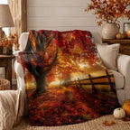 Red Maple Forest Flannel Blanket, 80X60in - Image 3
