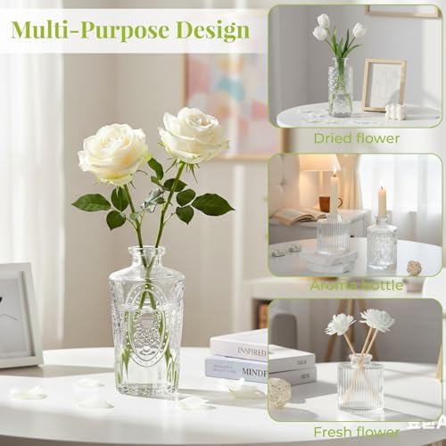24 Pack Glass Bud Vase in Bulk - BEAHOT Clear Flower Vases for Wedding Decorations, Mini Vase for Centerpiece Table Decorations, Small Boho Vase for Home, Wedding Decor, Mother's Day, Party, Office - Image 2