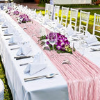 LemonRoad 4 Pcs Cheesecloth Table Runners Boho Gauze Fabric,Dusty Pink - Image 4