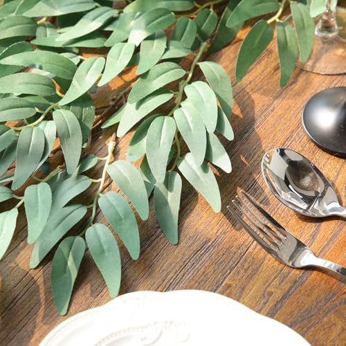 mizii 5 Packs 390" Artificial Vines Willows Garland Fake Vine Italian Ruscus Silk Green Leaves Faux Plants Greenery Decoration for Bedroom Room Wall Party Table Centerpieces Wedding Arch Decor - Image 6