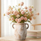 Ceramic Flower Vase with Handles, 7.9in Farmhouse Table Rustic Vases, Waterproof Pottery Clay, Flower Terracotta Vases for Home Decor, Living Room,Table, Handcrafted (Terracotta) - Image 4