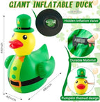 Hungdao 1 Pc 4 ft St. Patrick's Day Inflatable Duck Giant Blow up Rubber Duck with Lucky Shamrock Hat for St. Patrick's Day Golf Cart Parade Outdoor Yard Lawn Decorations (Air Pump Not Included) - Image 4