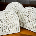 Set of 3 Islamic Table Decor – Elegant Arabic Calligraphy for Home or Office – Unique Islamic Art Piece, Perfect for Eid, Ramadan, or Daily Inspiration – White Stone Powder Statue - Image 4