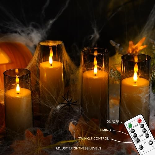kakoya Flickering Flameless Candles Battery Operated with Remote and 2/4/6/8 H Timer Plexiglass Led Pillar Candles Pack of 9 (D2.3 xH5.5 6.5" 7.5") with Realistic 3D Wick Candles for Home Decor(Grey) - Image 6