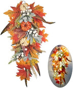 HamiFinee Fall Teardrop Swags Pre-lit Fall Swag Wreaths for Front Door by HamiFinee