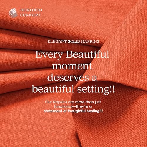 Orange Cloth Napkins 17"x17" - Set of 12-100% Cotton, Durable, Absorbent, Washable, Reusable - Perfect for Summer, Rustic Weddings, Fall, Halloween, Thanksgiving, Everyday Use - Image 3