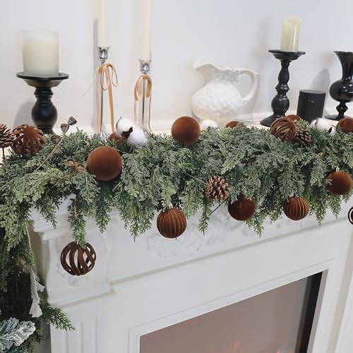 20Pcs Brown Velvet Christmas Ornaments Set,2.36In Flocked Ornaments Balls - Image 6