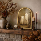 Wheatwin Vintage Halloween Wall Decor, Arched Framed Wall Art Ghosts Print - Image 2