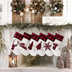 LUBOT Set of 6 Christmas Stocking(20inch) Silhouette Buffalo Red Plaid/Rustic/Farmhouse/Country Cotton Fireplace Hanging Xmas Stockings Decorations for Family Holiday Season Decor - Image 6