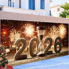 Happy New Year 2026 Garage Door Banner 7x16FT, Hourglass Countdown 2026 Garage Door Cover, Large Outdoor New Year Decoration Backdrop for Garage Doors, Fence, Yard, Party Photo Booth - Image 6