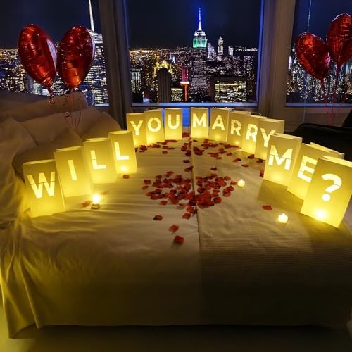 Will You Marry Me? Luminary Bags with LED Tea Light Candles, Balloons, and Rose Petals – Romantic Decorations for Proposals, Anniversaries, and Special Moments - Image 2