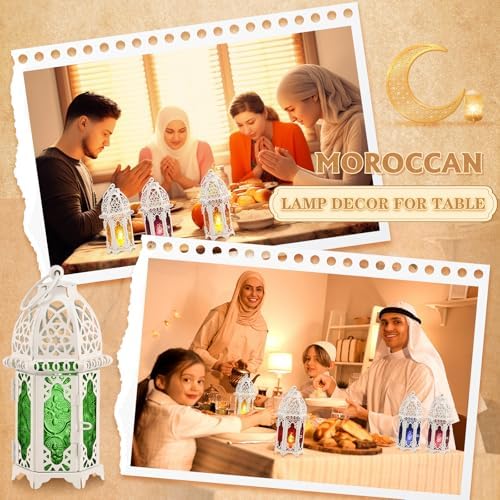 Mumufy 12 Pcs Moroccan Lantern Ramadan Lantern Eid Mubarak Decor, White - Image 6