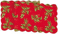 C&F Home Holly Red Holiday Christmas Floral Botanical Green Reversible Oblong Seasonal Quilted Table Runner Large Table Runner Large 14x70 Red by CFHome
