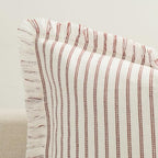 ZWJD Fall Throw Pillow Covers 24x24 Set of 2 Striped Pillow Covers with Fringe Chic Cotton Decorative Pillows Square Cushion Covers for Sofa Couch Bed Living Room Fall Decor,Rust - Image 3