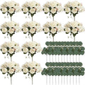 12 Bundles Ivory White Peonies Artificial Flowers for Centerpieces by Nagobi